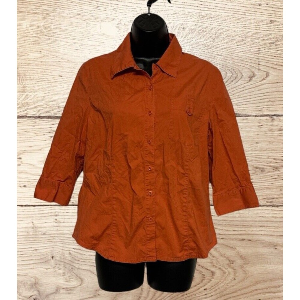 Harley Davidson Women’s Button Up Shirt Size L Orange